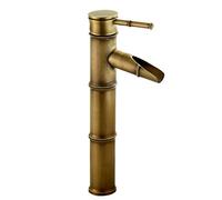 Namuoto Robinet Salle Bain Bambou Haut, Mitigeur Cascade Lavabo Robinet de Lavabo Mitigeur, Robinetterie Monotrou Eau chaude et froide Disponible, 3 Joints Break Mouth