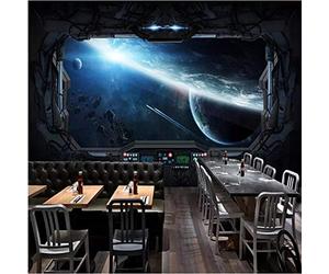 Namurl Papier Peint 3D Espace Univers Terre Photo Mural Effet Mur Géant Moderne Intissé Décoration Murale Trompe l’Oeil Revêtement Panoramique Tapisserie XXL Pose Facile et Qualité HD, 300x210cm