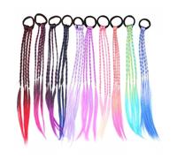 Namvo 10 pièces mèches de cheveux colorées tressées colorées, tresse torsadée avec bande de corde élastique, dégradé de couleur, postiche pour filles
