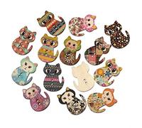 Namvo 100pcs Mélangé au Hasard 2 Trous en Forme de Chat Boutons en Bois en Bois pour Couture Crafting