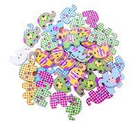 Namvo 100pcs Multicolore Cartoon Animal 2 Trous Boutons à Couture en Bois-Elephant