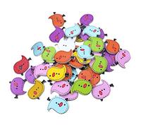 Namvo 100pcs Multicolore Cartoon Animal 2 Trous Brosses à Couture en Bois-Poulet