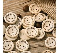 Namvo 200pcs 2 Trous à la Main avec Love Natural Wood Sewing Button 15mm