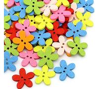Namvo 200pcs Boutons en Bois à Fleurs colorées à Fond Plat à Coudre Craft Scrapbooking