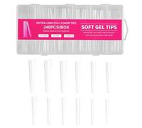 Namvo 240 XXXL Demi-Couverture Transparente Extra Longue sans Courbe en C pour Extensions d'ongles en Acrylique, Faux Ongles Longs pour Ongles en Gel Acrylique, Pointes d'extension d'ongles