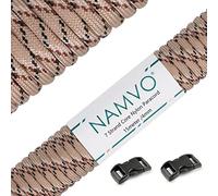 Namvo 550 Paracord 7 Strand Parachute Cord, Mil Spec Type III 15 mètres Tente Guide Corde Survie Parachute Longe Cordon pour Camping en Plein air Artisanat Porte-clés Desert Camo