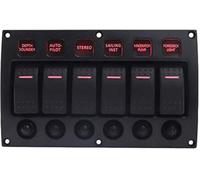 Namvo Boat Car Marine Panneau de commutation à bascule 8 vitesses 3 broches et disjoncteur Surcharge Panneau de commutation LED étanche DC12/24 V Interrupteur marche/arrêt en aluminium