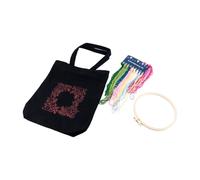 Namvo Canvas Tote Bag Kit de Broderie avec Motif et Instructions, Comprend Un Sac à Broder avec Motif de Fleurs, cerceaux à Broder en Bambou, Fils de Couleur et Outil