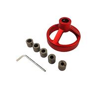 Namvo Gabarit de Guide de Foret Vertical Red, Accessoires 6/7/8/9/10 mm Positionneur de gabarit de Trou de Poche Gabarit de goujonnage de Guide à Angle Droit pour perforateur de menuiserie (Rond)