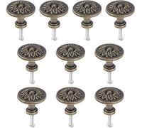 Namvo Lot de 10 boutons de porte vintage en zinc bronze avec motif floral 31 mm pour commode, placard de cuisine, armoire, armoire