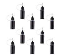 Namvo Lot de 10 flacons applicateurs à Embout de précision, Aiguille métallique Noire, en Plastique, 10 ML, pour Peinture, Papier, Quilling, Loisirs créatifs, Colle et Encre.