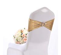 Namvo Lot de 10 nœuds de Chaise Extensible avec Boucle en élasthanne - pour Mariage, hôtel, décoration d'intérieur (Or)