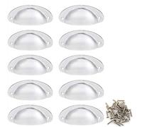 Namvo Lot de 10 poignées de tiroir vintage antique en coquillage pour porte de placard de cuisine avec vis Blanc 8,2 x 3,5 cm