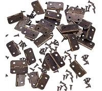 Namvo Lot de 100 mini charnières en métal pour bo?te à bijoux en bois (bronze) - 400 mini charnières de rechange en laiton de 8 mm - Pour porte d'armoire, tiroir, commode, coffre, porte