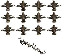 Namvo Lot de 12 Protections d'angle en métal Vintage pour Ranger des Bijoux, des Souvenirs, des Coins de la bo?Te en Bois, Vert Bronze