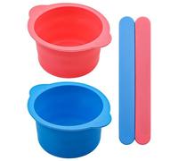 Namvo Lot de 2 pots de cire chaude en silicone de 473 ml avec 2 spatules en silicone pour épilation à la cire fondue à la maison ou en salon (rose + bleu)