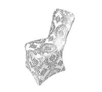 Namvo Lot de 4 housses de chaise élastiques en lycra Spandex - Pour fête de mariage, banquet - Blanc et argenté