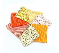 Namvo Lot de 7 chiffons de 50 x 50 cm en coton pour loisirs créatifs, patchwork, bricolage, couture, matelassage, différents motifs, tons jaunes