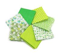 Namvo Lot de 7 tissus en coton 50 x 50 cm pour loisirs créatifs, couture, matelassage, différents motifs - Ton vert