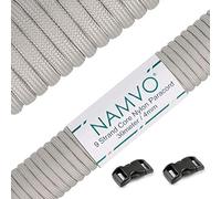 Namvo Mil Spec Corde de parachute en nylon Type III, 9 brins internes, forte résistance à la rupture, 4 mm de diamètre, 30,5 m, paracorde 550, gris clair