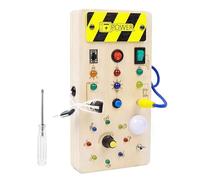 Namvo Montessori Busy Board Planche d'activités pour bébés de 1 an Jouets en Bois avec 8 interrupteurs à lumière LED Jouets d'apprentissage sensoriel Convient aux bébés de 1 2 3 4 Ans