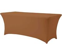 Namvo Nappe rectangulaire extensible en polyester élastique pour mariage, banquet, fête, cocktail, bar, terrasse, expositions, banquet - Marron - 1,8 m