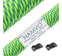 Namvo Paracorde 550 Mil Spec Type III 9 brins intérieurs en nylon Corde de parachute forte résistance à la rupture 30,5 m Rayures vertes