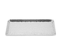 Namvo Plateau décoratif rectangulaire en Acier Inoxydable martelé pour comptoir de Salle de Bain, comptoir de Cuisine, Rangement, Dessus martelé à la Main en Argent élégant