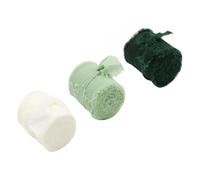 Namvo Ruban de Soie en Mousseline de Soie Vert 3 Rouleaux de Ruban en Tissu à Franges Ensemble de Ruban d'emballage Cadeau Large Fait à la Main Ensemble de Rubans Colorés Mélangés pour Emballage