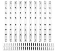 NAMYEUT 10 pièces Plaques D'assemblage Perforée Plates en acier Inox 293x19mm, Supports de Equerre Fixation,avec 80 vis pour meubles,Connecteur de réparation, Plaques de raccord