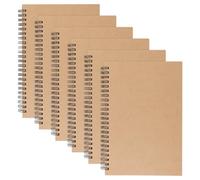 NAMYEUT 6 Pièces Carnet Dessin A5, Cahier Reliure Spirale, 120 pages, 60 feuilles, Couverture Rigide Croquis Papier, pour Crayon Stylo Aquarelle D'art, Marron