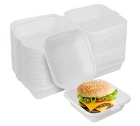 NAMYEUT Lot de 100 boîtes à hamburger blanches de 15,2 cm en vrac, boîtes alimentaires à emporter avec couvercles, boîtes de conservation alimentaire, micro-ondes, congélateur pour salade de fruits
