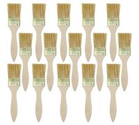 NAMYEUT Lot de 15 pinceaux plats de 3,6 cm - Manche en bois - Pinceaux à lasure de qualité supérieure - Pour le bricolage, la peinture murale, la peinture de meubles, la peinture