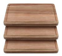 NAMYEUT Lot de 3 Planches à Découper en Bois d'Acacia 30x20 cm avec Rainure à Jus - Planche à Découper Bois pour Cuisine, Petit-Déjeuner et Apéro - Planche à Pain et Charcuterie