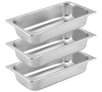 NAMYEUT Lot de 3 Plat à Four Inox rectangulaire, 1/3 Bac Gastro Inox, 6,5 cm de hauteur en métal, récipient gastronorme en acier inoxydable pour servir des plats et des plats à manger