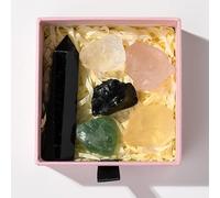 Namzi 1 boîte en cristal naturel avec colonne en cristal brut, noir à pointe unique, colonne hexagonale minérale standard, pierre de yoga ornement