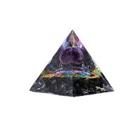 Namzi 1 boule violette + pierre naturelle concassée noire, décoration pyramide en cristal de résine, artisanat en résine, décoration de la maison, décoration d'énergie 6 cm
