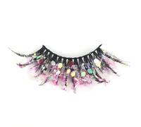 Namzi 1 Pairs Glitter Lashes Sequins Colored Lashes Fluffy Mink False Lashes with Color Cosplay New Year Party Stage Makeup Colorful Fake Eyelash(Glitter Style，K-4)