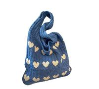 Namzi 1 sac à bandoulière, bleu, sac à main tricoté en forme de cœur, sac à bandoulière élégant pour les sorties quotidiennes et les transports décontractés