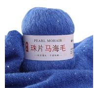 Namzi 100g Mohair Thin Tricoter Sequined Laine Crochet Fluffy Knitted Fashion Doux Lace Laine Thread Sweater Shawl Beads Laines，Dark Blue