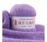 Namzi 100g Mohair Thin Tricoter Sequined Laine Crochet Fluffy Knitted Fashion Doux Lace Laine Thread Sweater Shawl Beads Laines，Light Purple