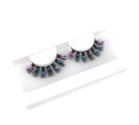 Namzi 3 Pairs Glitter Lashes Sequins Colored Lashes Fluffy Mink False Lashes with Color Cosplay New Year Party Stage Makeup Colorful Fake Eyelash(h29)