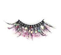 Namzi 3 Pairs Glitter Lashes Sequins Colored Lashes Fluffy Mink False Lashes with Color Cosplay New Year Party Stage Makeup Colorful Fake Eyelash(Glitter Style，K-4)