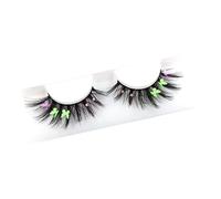 Namzi 3 Pairs Glitter Lashes Sequins Colored Lashes Fluffy Mink False Lashes with Color Cosplay New Year Party Stage Makeup Colorful Fake Eyelash(h17)