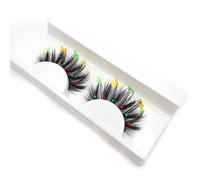 Namzi 3 Pairs Glitter Lashes Sequins Colored Lashes Fluffy Mink False Lashes with Color Cosplay New Year Party Stage Makeup Colorful Fake Eyelash(h44)