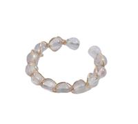 Namzi Bague en pierre, motif plaie dorée avec pierre naturelle, bague ouverte réglable, élégante et polyvalente pour un usage quotidien, 1 pièce, blanc