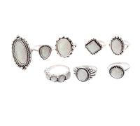 Namzi Bague vintage en alliage opale blanche, 1 pièce, design d'inspiration rétro, parfait pour un usage quotidien et des événements spéciaux, bague vintage intemporelle