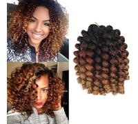 Namzi Bounce Lot de 6 extensions de cheveux Passion Twist au crochet - Courts et bouclés au crochet - 20,3 cm - Pour femme - A
