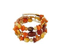 Namzi Bracelet à breloques en forme de fleur - Style bohème rétro - Plusieurs couches - Orange