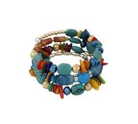 Namzi Bracelet à breloques en forme de fleur, style rétro, style bohème, multicouche, perles irrégulières, bijoux ethniques pour femmes, multicolore